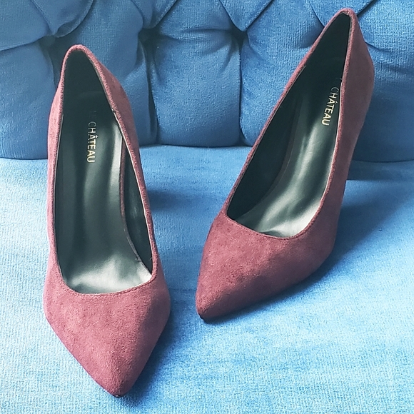 CRANBERRY FAUX SUEDE HEELS - Picture 2 of 6